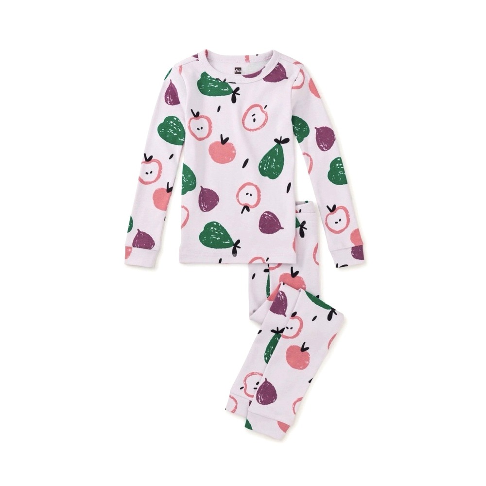 NEW! Tea Collection Good Night Pajama Set Fall Fruits Apples Pink SZ 2T